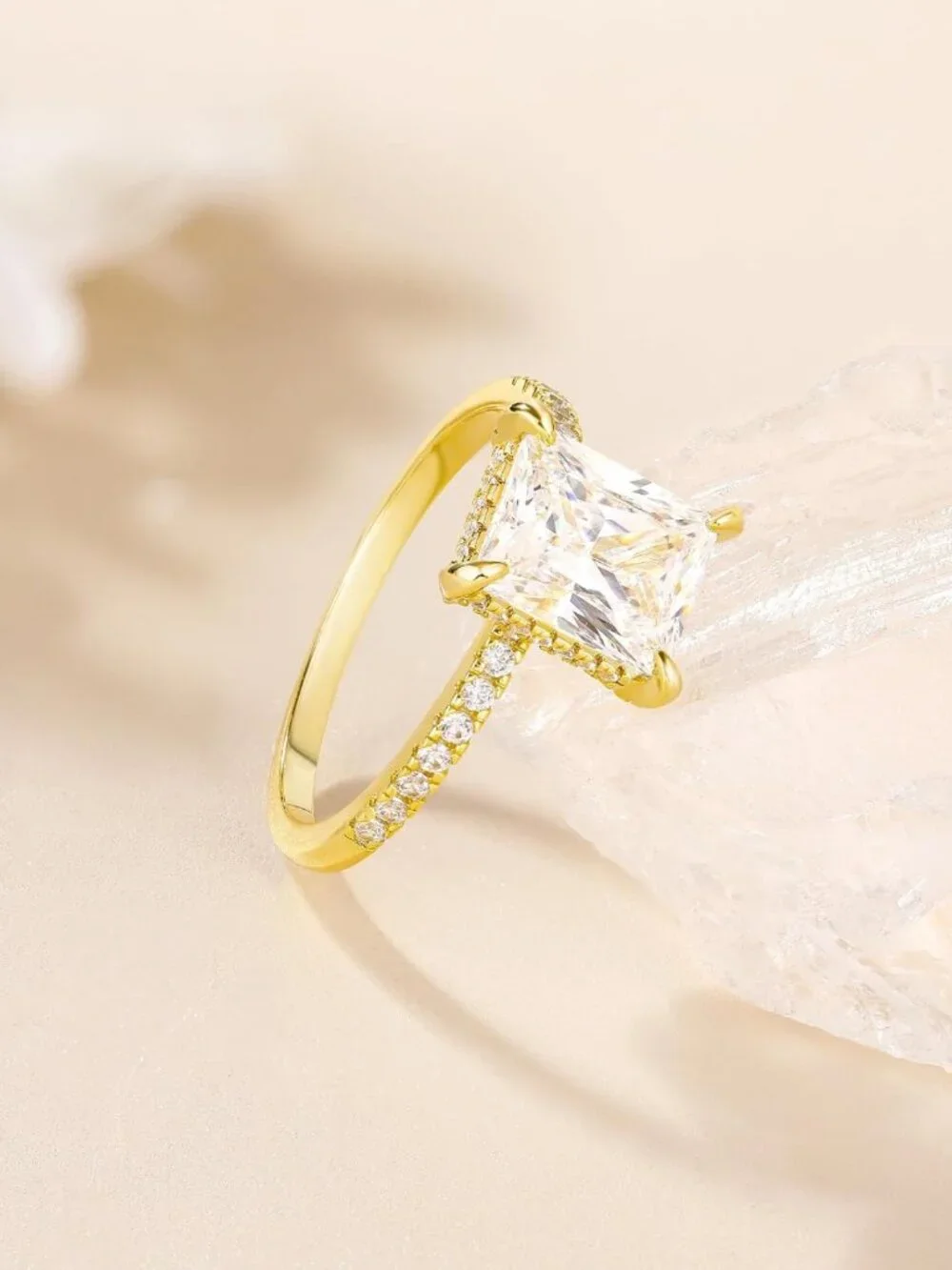 Stunning 4CT Radiant Cut CZ Engagement Ring & Wedding Band, Sizes 3-13